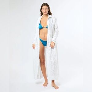 Onia Air Linen White Eyelet Shirt Dress Cover Up